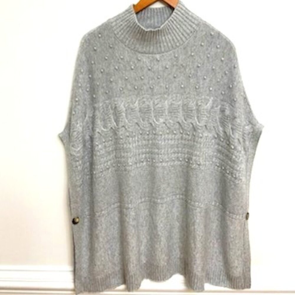 Talbots Sweater Poncho Women’s M Gray Oversized